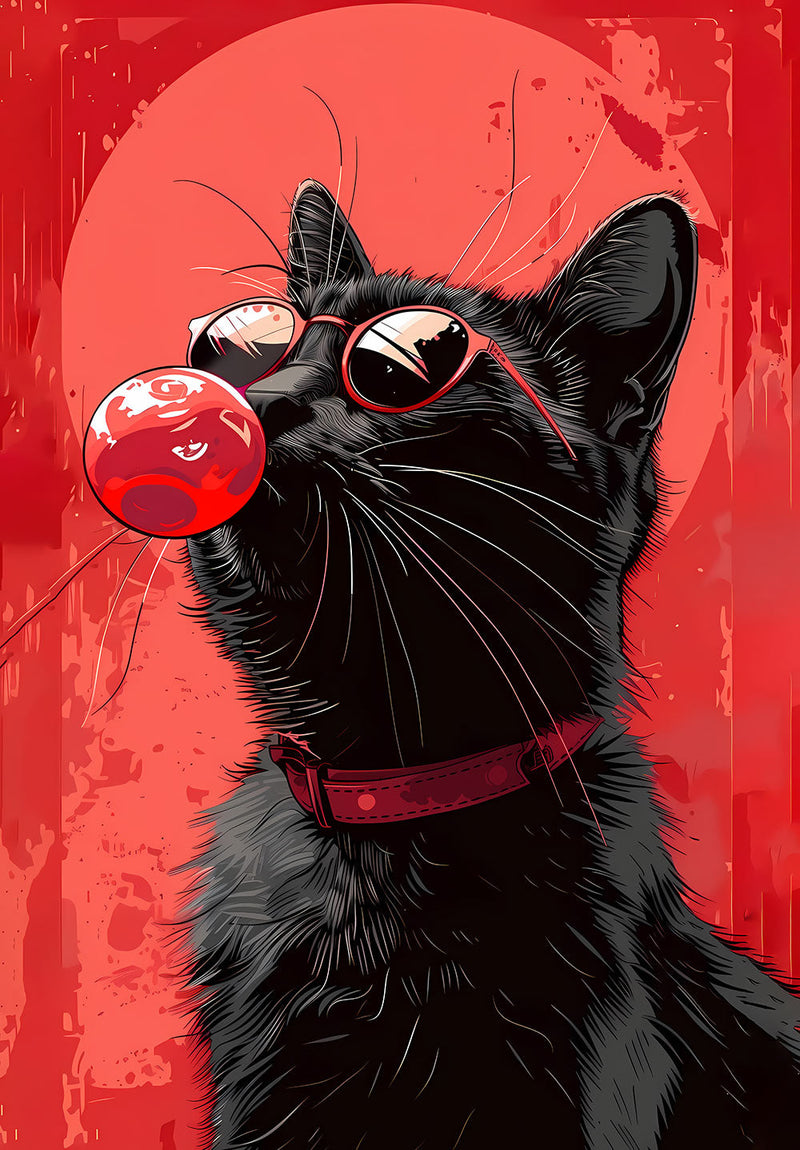 Cool Black Cat nature metal poster on stainless steel by Chromaplate