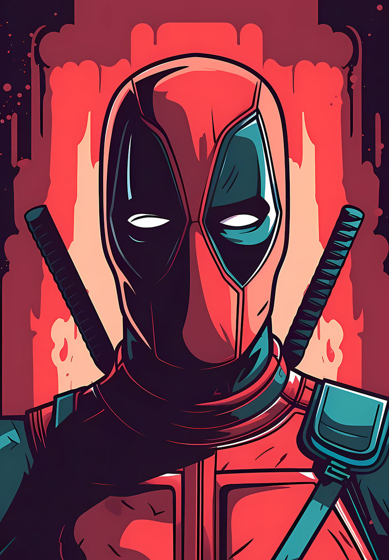 Deadpool Marvel Wall Art comic metal poster on stainless steel by Chromaplate