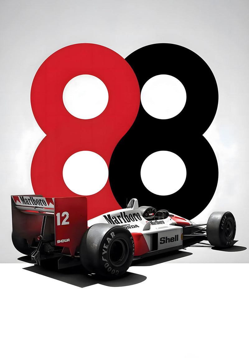 McLaren Ayrton Senna car metal poster on stainless steel by Chromaplate