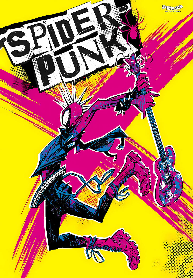 Spider-Punk: Across the Spider-Verse comic metal poster on stainless steel by Chromaplate