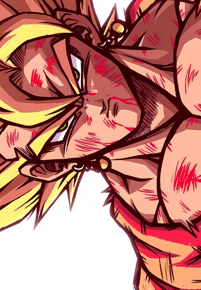 Goku SSJ Dragon Ball Z anime metal poster on stainless steel by Chromaplate