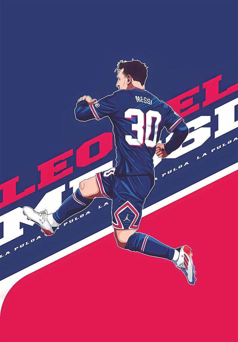 Messi Football Wall Art sports metal poster design 07 on stainless steel by Chromaplate