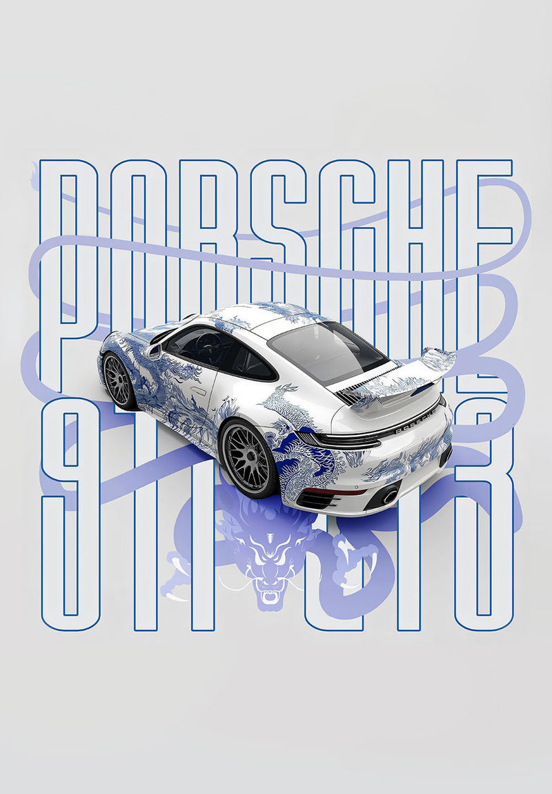 Porsche 911 GT3 Back car metal poster on stainless steel by Chromaplate