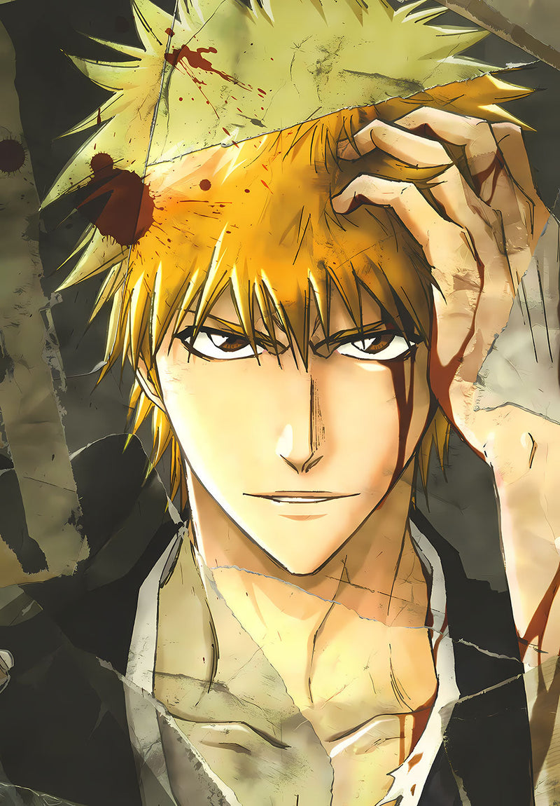Ichigo Kurosaki Bleach anime metal poster design 02 on stainless steel by Chromaplate