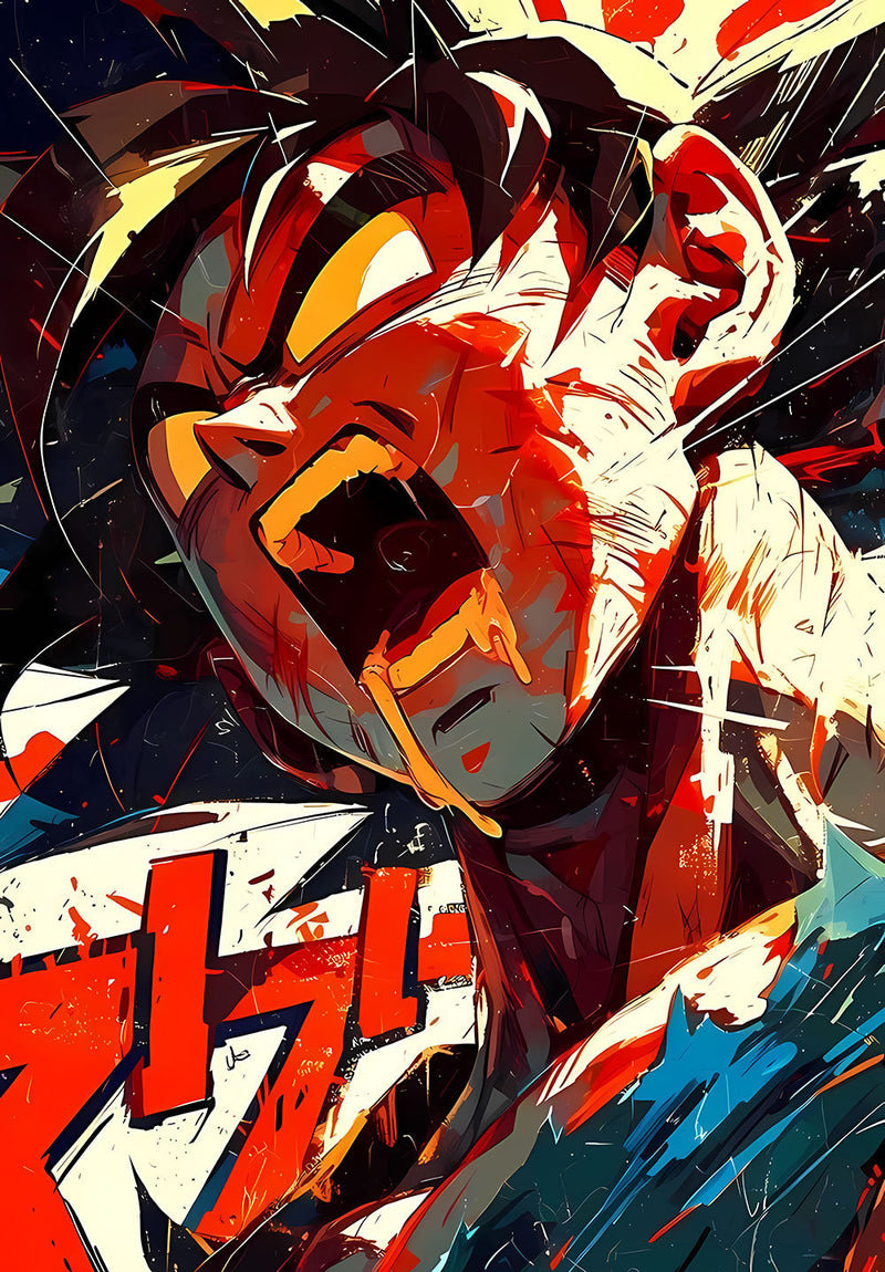 Goku Dragon Ball Z anime metal poster design 01 on stainless steel by Chromaplate