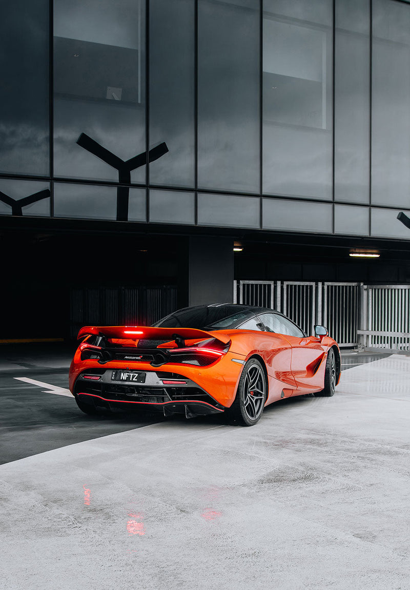 McLaren 720s Car Back car metal poster on stainless steel by Chromaplate