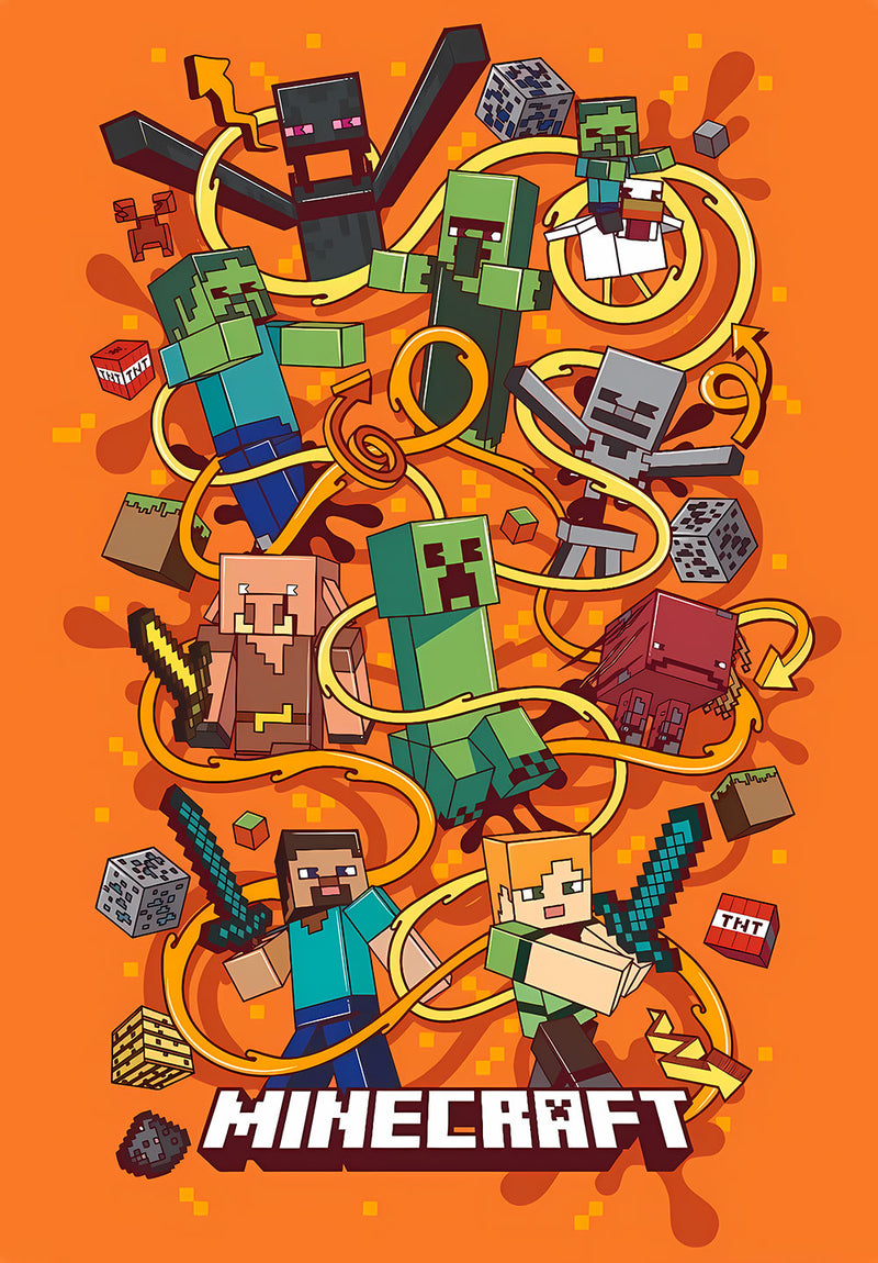 Minecraft Gaming Wall Art gaming metal poster design 02 on stainless steel by Chromaplate