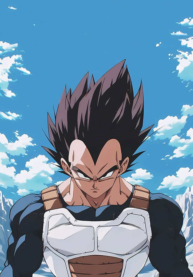 Vegeta Dragon Ball Z anime metal poster design 01 on stainless steel by Chromaplate