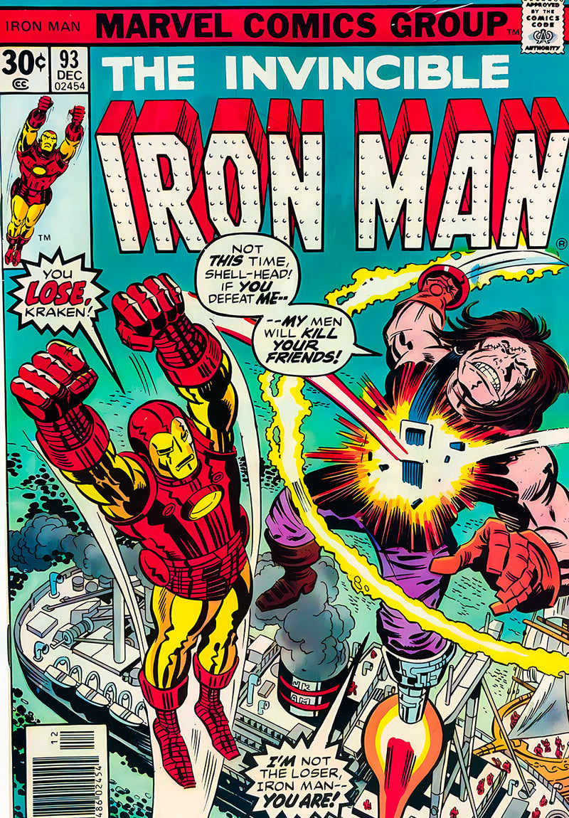 Iron Man comic metal poster design 01 on stainless steel by Chromaplate