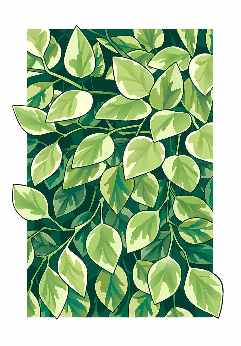 Green Leaves nature metal poster on stainless steel by Chromaplate