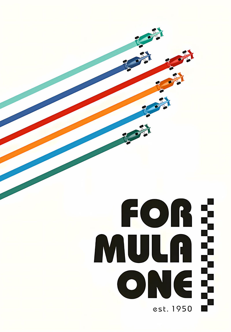 Formula 1 car metal poster design 04 on stainless steel by Chromaplate