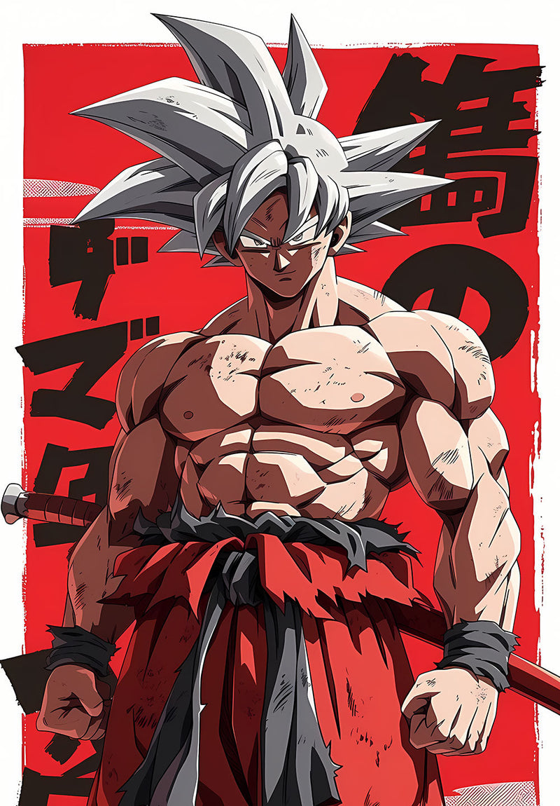 Goku Ultra Instinct Dragon Ball Super anime metal poster design 01 on stainless steel by Chromaplate