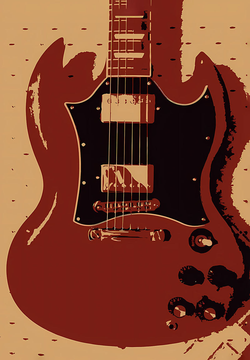 Guitar Music Wall Art music metal poster on stainless steel by Chromaplate