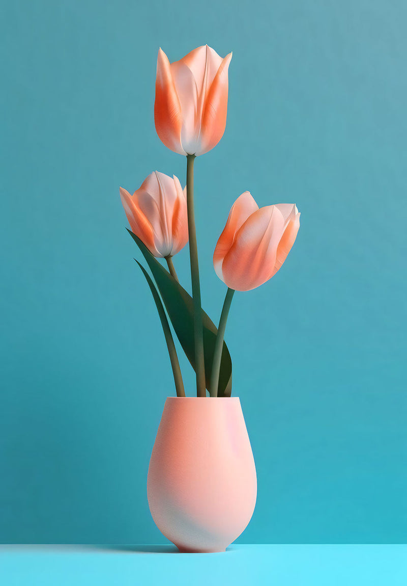 Pink Tulip nature metal poster on stainless steel by Chromaplate