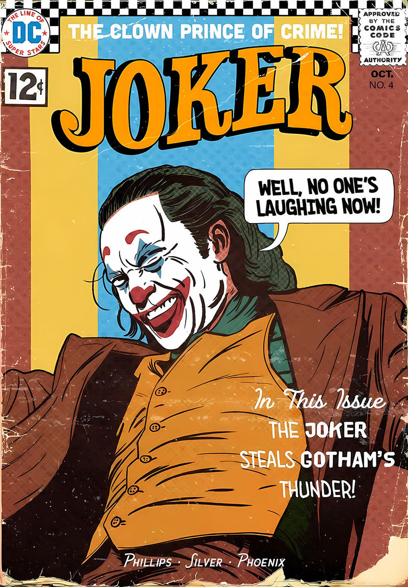 Joker Comic Wall Art comic metal poster on stainless steel by Chromaplate