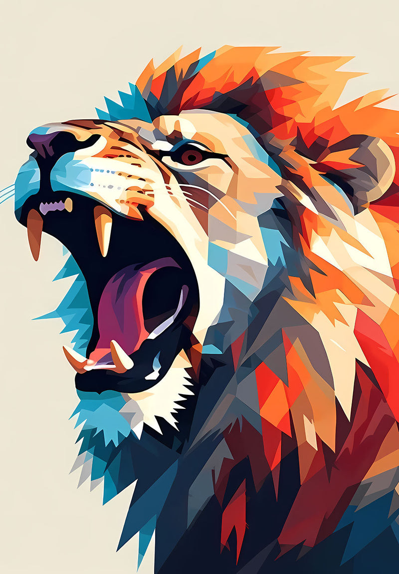 Angry Lion nature metal poster on stainless steel by Chromaplate