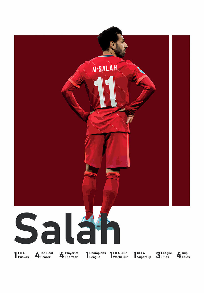 Salah Football Wall Art sports metal poster on stainless steel by Chromaplate