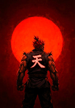 Akuma Street Fighter gaming metal poster on stainless steel by Chromaplate
