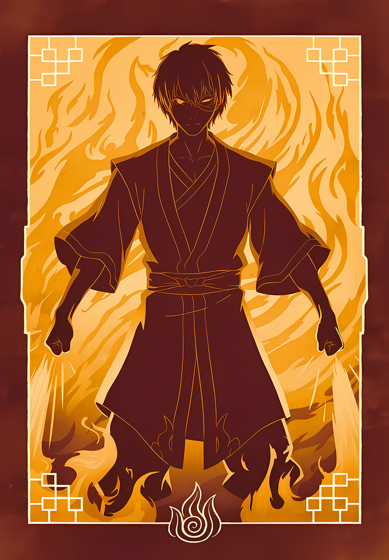 Zuko Avatar The Last Airbender wall metal poster on stainless steel by Chromaplate