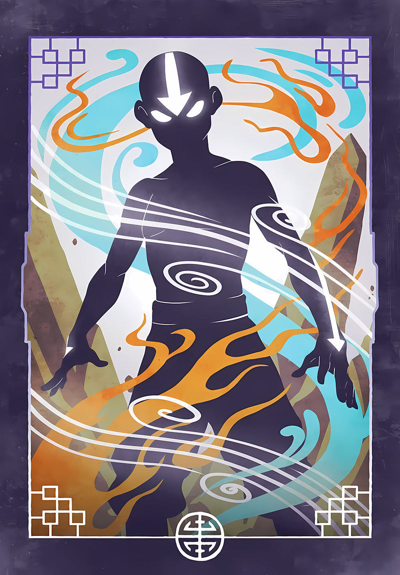 Avatar The Last Airbender All Elements wall metal poster on stainless steel by Chromaplate