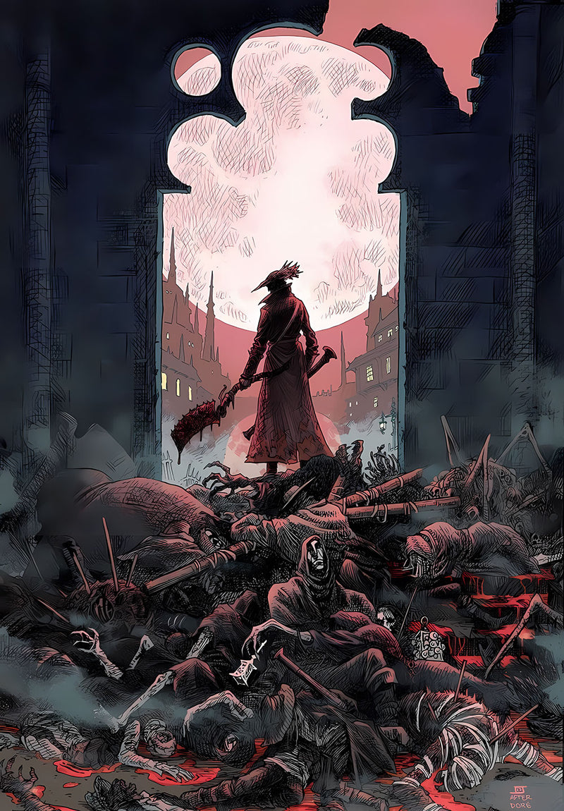 Bloodborne Gaming Wall Art gaming metal poster design 03 on stainless steel by Chromaplate