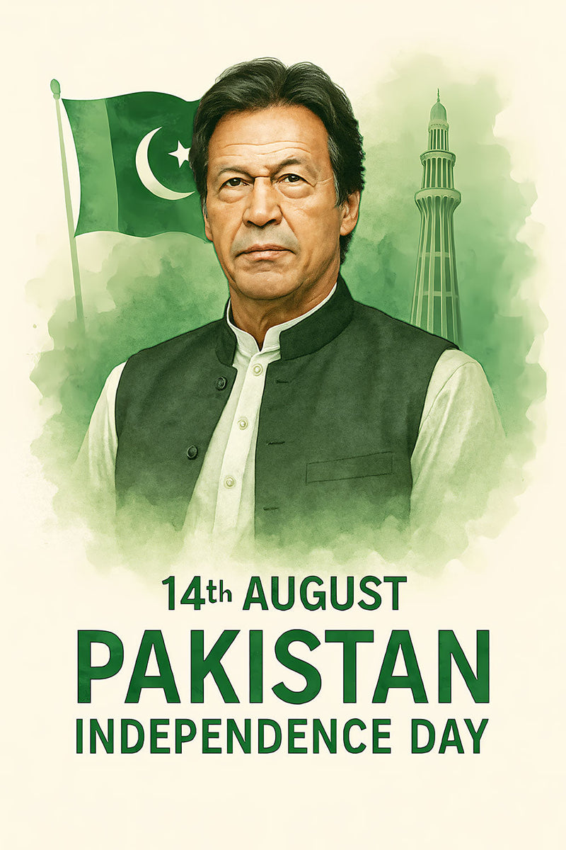 Imran Khan 14th August Pakistan Indepence Day wall metal poster on stainless steel by Chromaplate