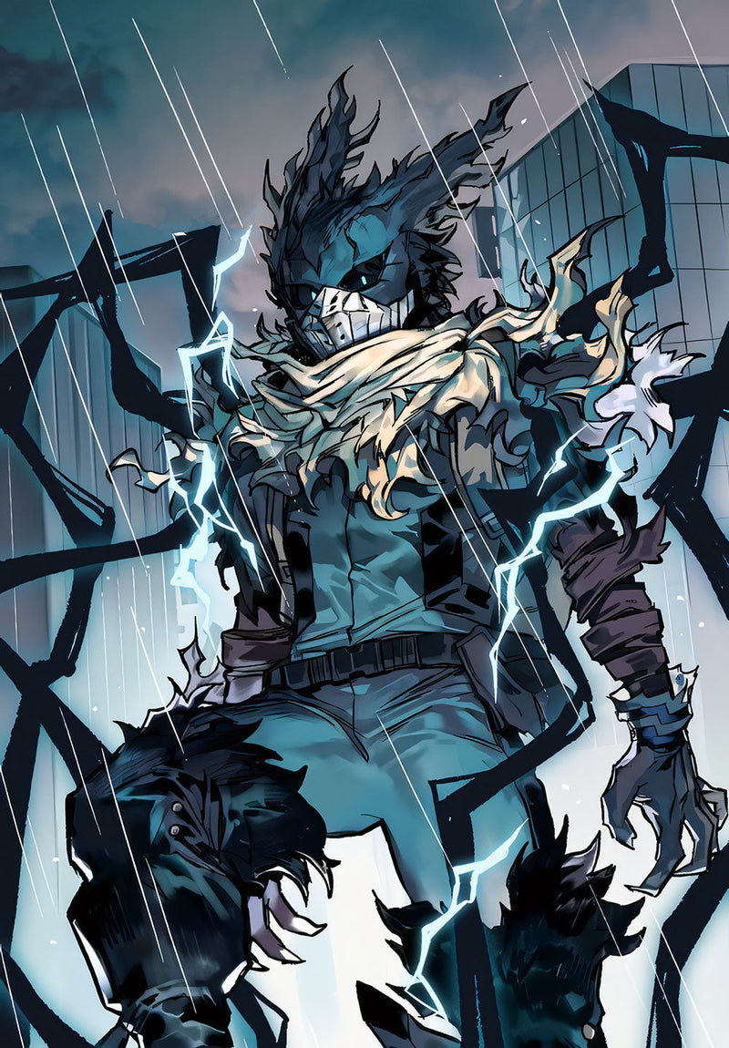 Dark Deku My Hero Academia anime metal poster design 02 on stainless steel by Chromaplate