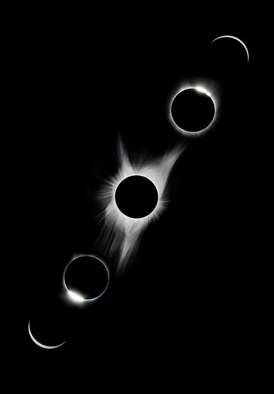 Solar Eclipse Sequence space metal poster on stainless steel by Chromaplate