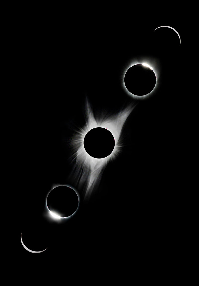 Solar Eclipse Sequence space metal poster on stainless steel by Chromaplate