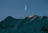 Crescent Moon Over Mountains