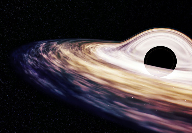 Black Hole Gravitational Lensing space metal poster on stainless steel by Chromaplate