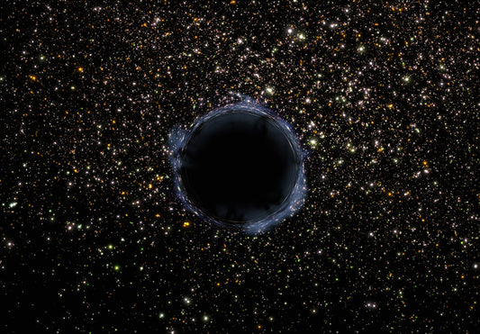 Black Hole In A Star Field space metal poster on stainless steel by Chromaplate