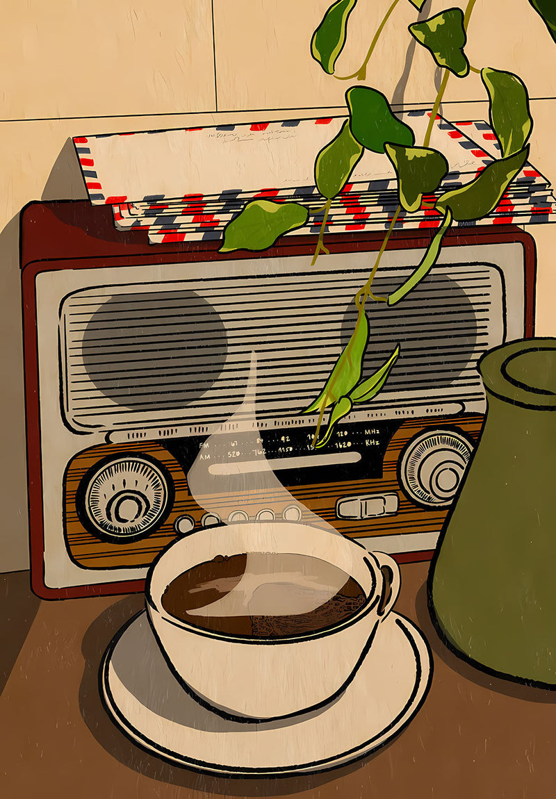 Retro Coffee wall metal poster on stainless steel by Chromaplate