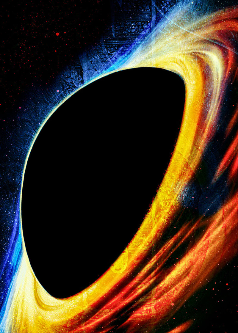Black Hole space metal poster on stainless steel by Chromaplate