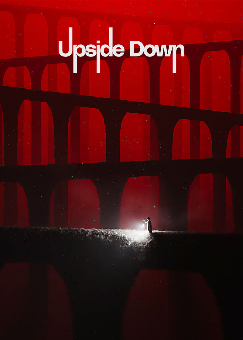 Upside Down movie metal poster on stainless steel by Chromaplate