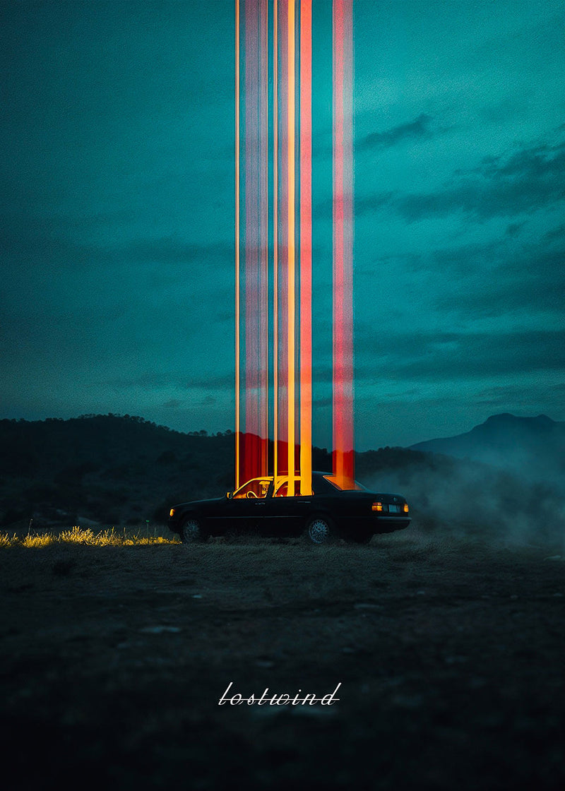 Car Beacon space metal poster on stainless steel by Chromaplate