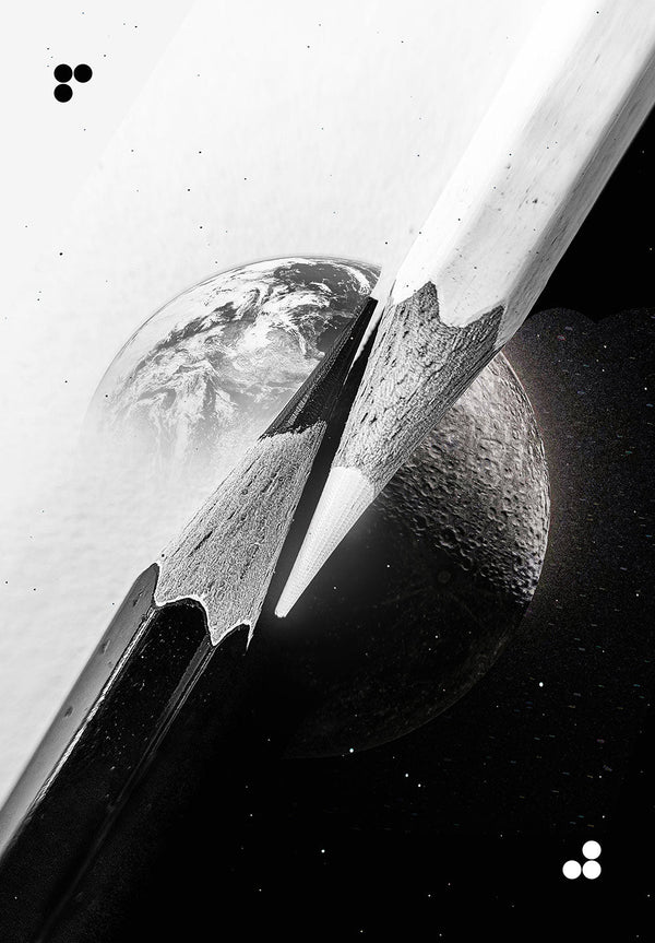 Monochrome Pencils Poster