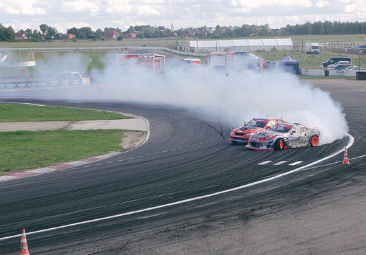 Drift Car Smoke Circuit car metal poster on stainless steel by Chromaplate