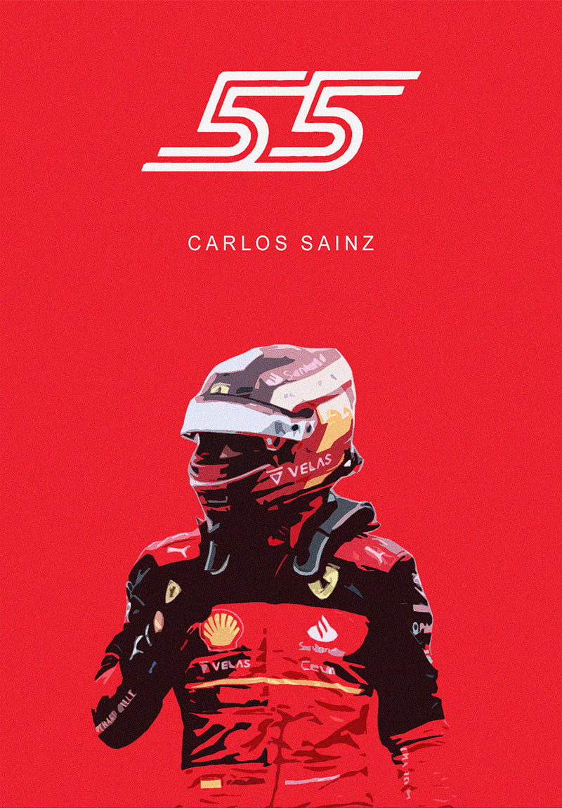 Carlos Sainz F1 car metal poster on stainless steel by Chromaplate
