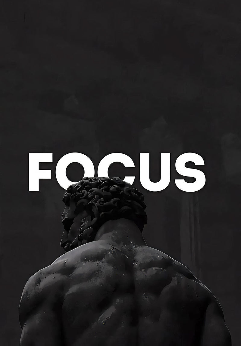 Focus - Gym motivational metal poster on stainless steel by Chromaplate