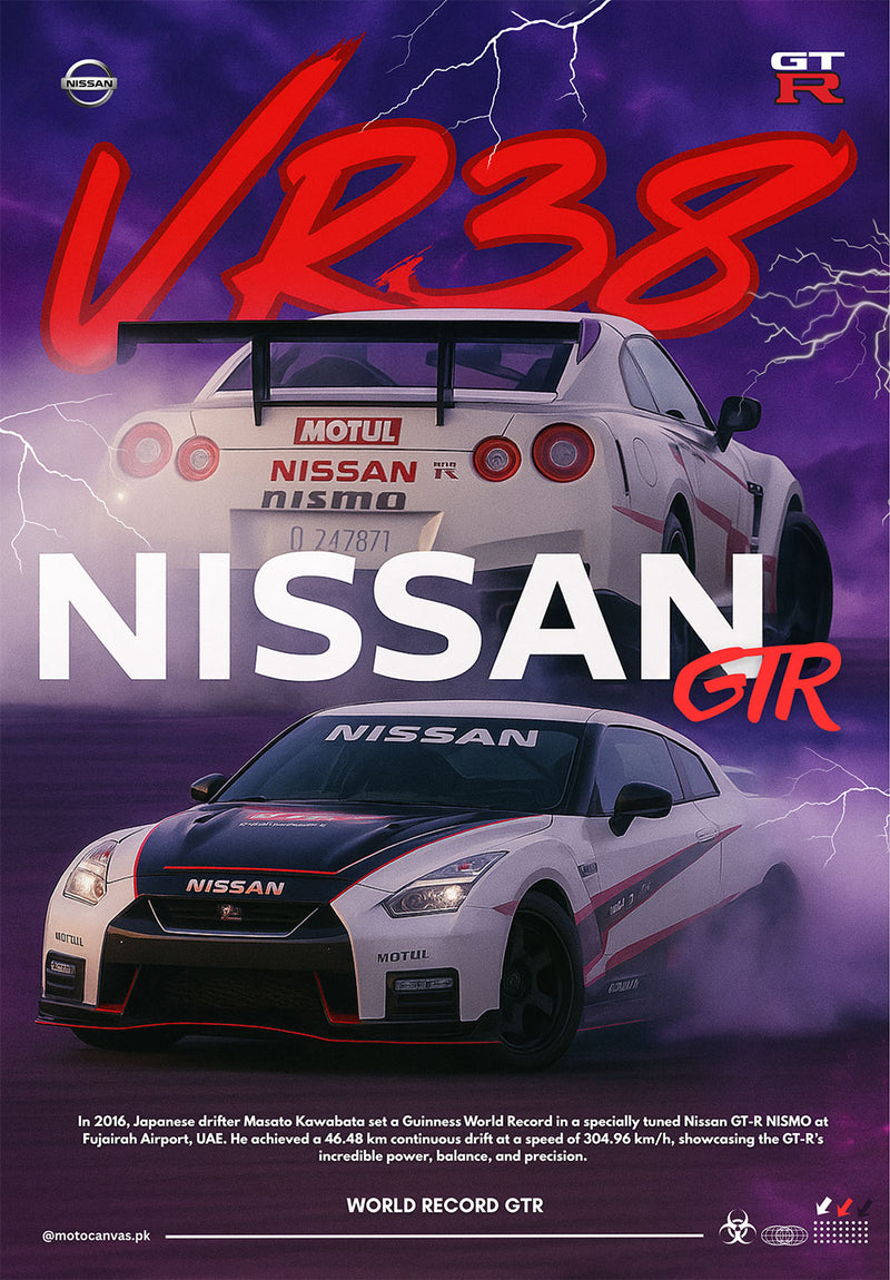 Nissan GTR car metal poster design 02 on stainless steel by Chromaplate
