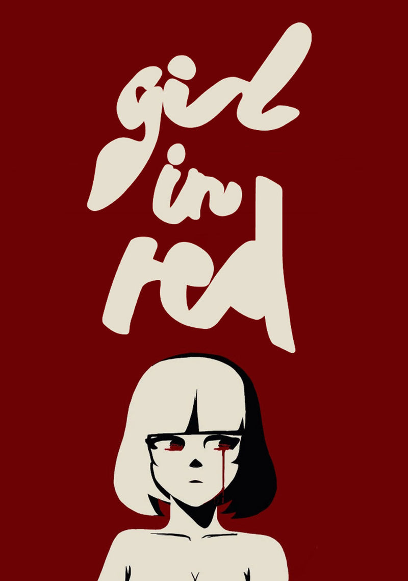 Girl in Red wall metal poster on stainless steel by Chromaplate