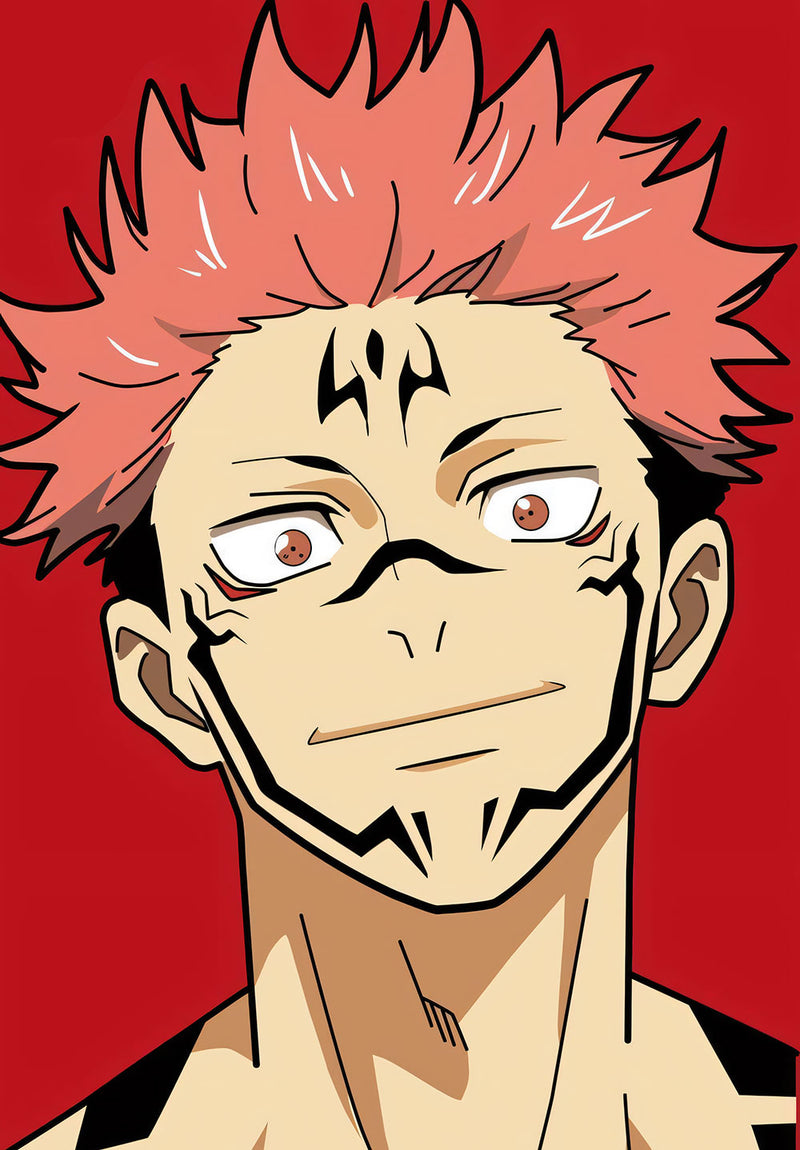 Sukuna Jujutsu Kaisen anime metal poster design 05 on stainless steel by Chromaplate