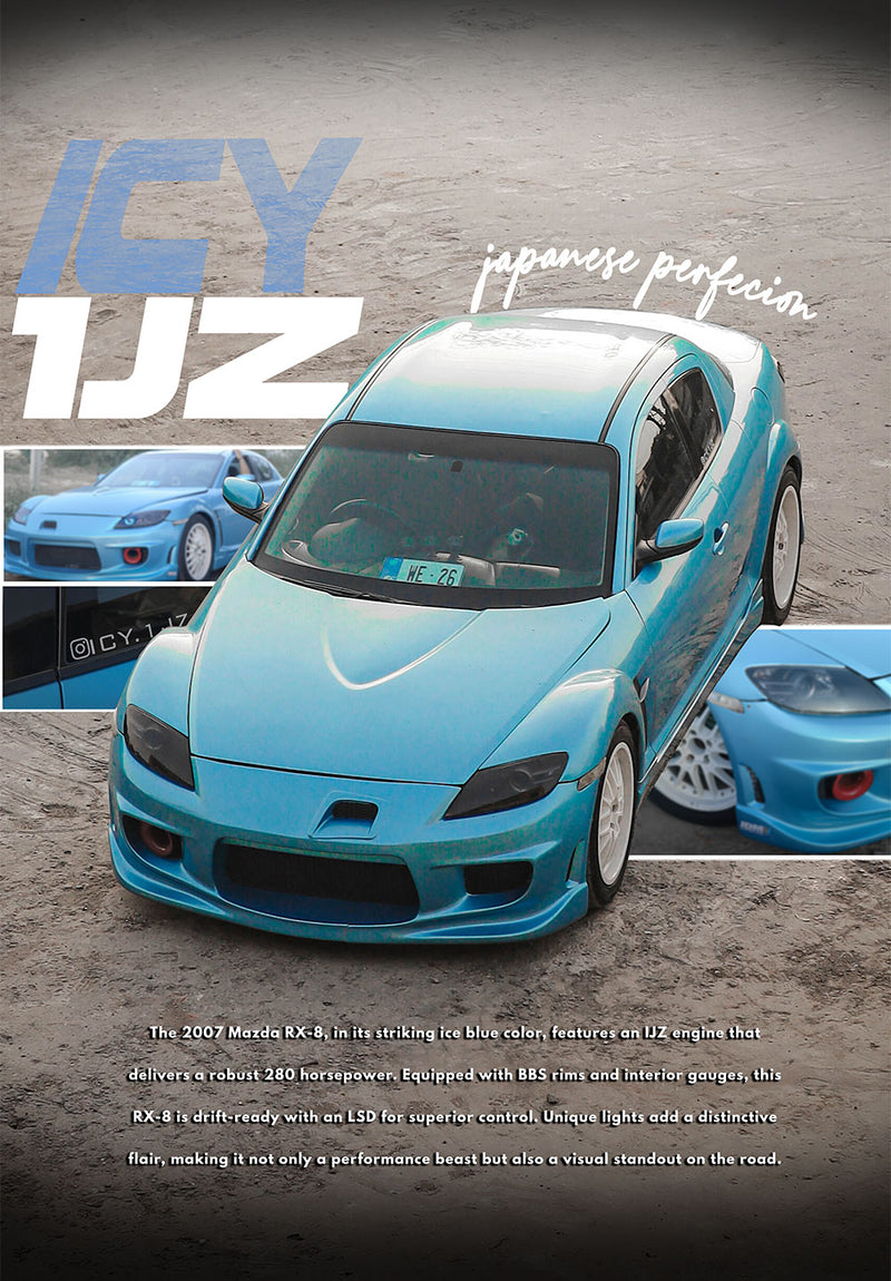 Mazda RX-8 car metal poster on stainless steel by Chromaplate