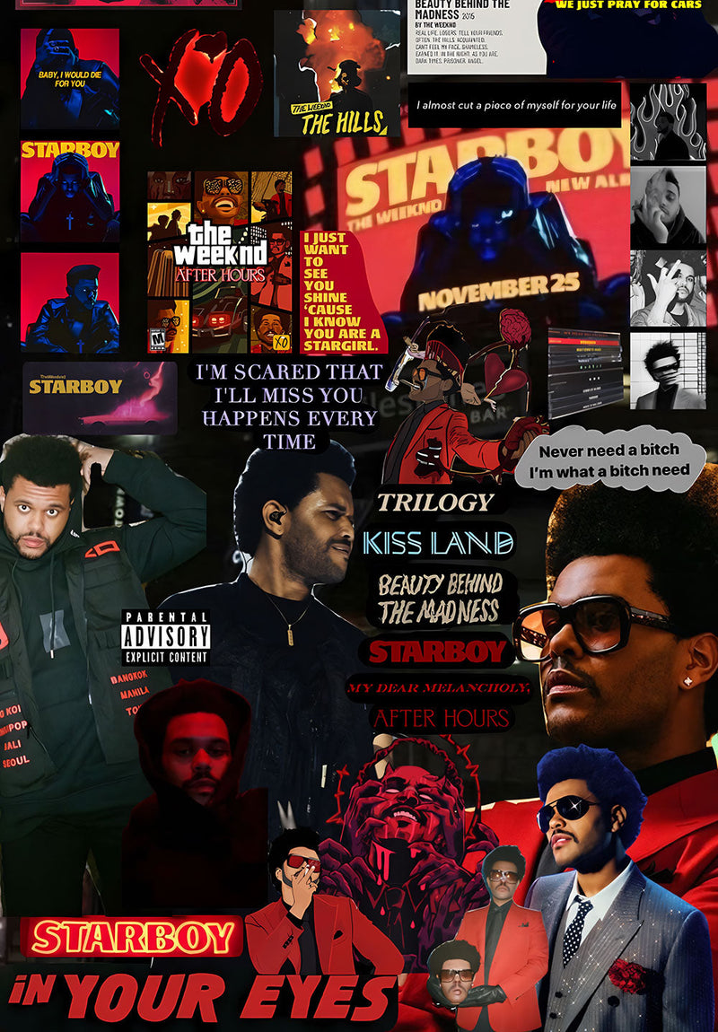 The Weeknd music metal poster design 01 on stainless steel by Chromaplate