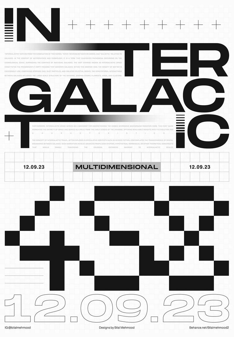 Intergalactic Typography Wall Art typography metal poster on stainless steel by Chromaplate