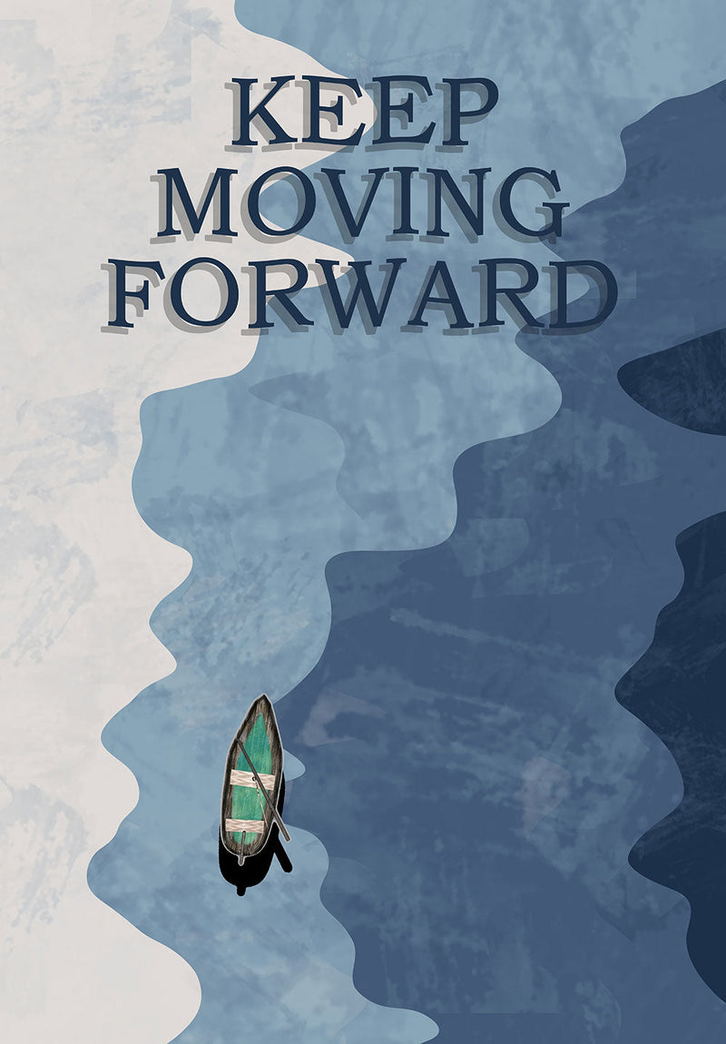 Keep Moving Forward motivational metal poster on stainless steel by Chromaplate