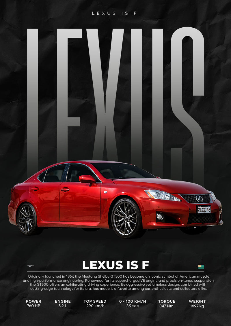 Lexus IS FCar car metal poster on stainless steel by Chromaplate