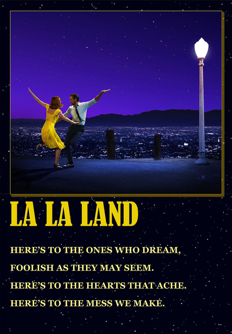 La La Land movie metal poster design 01 on stainless steel by Chromaplate
