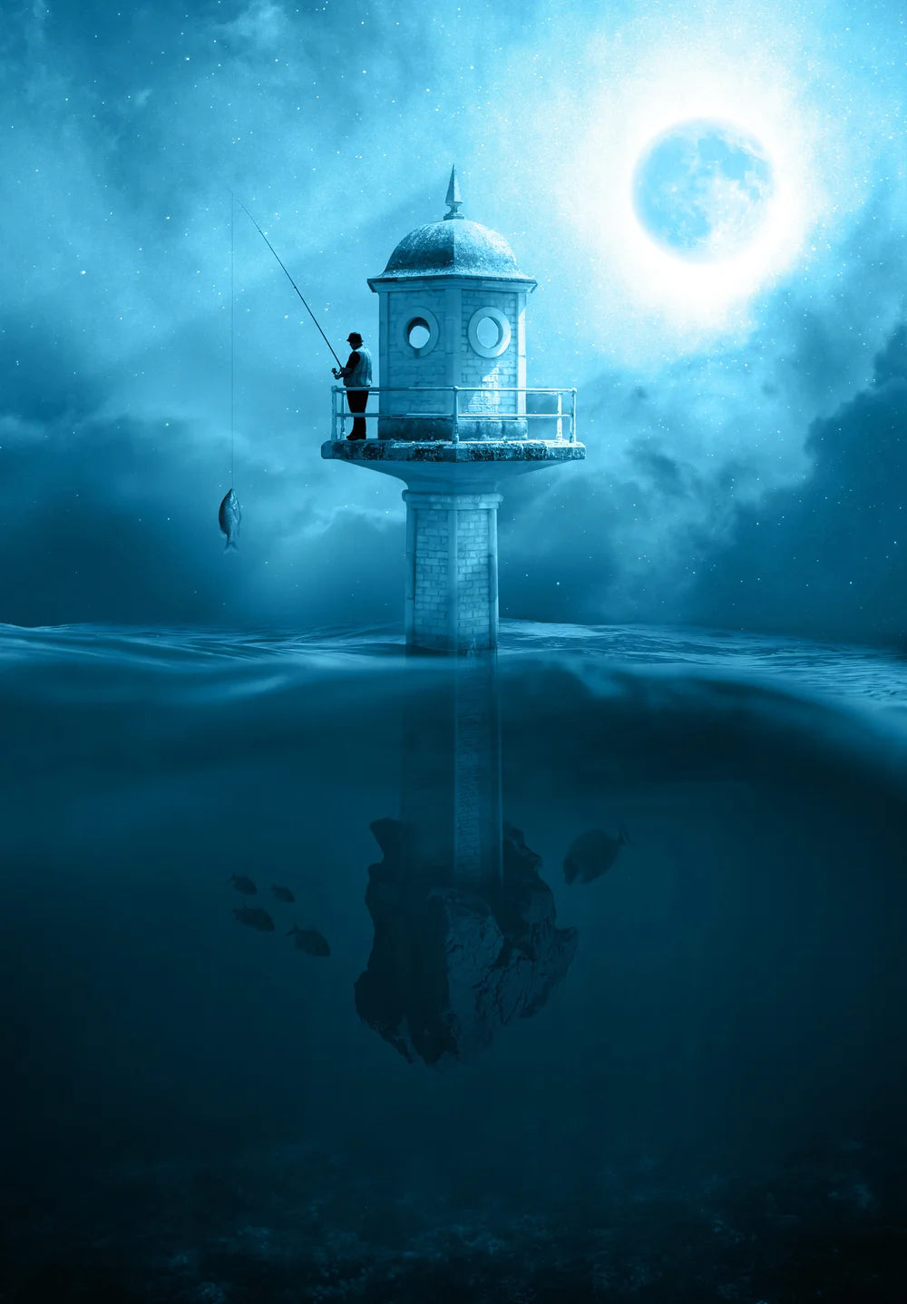 Lighthouse Fisherman Moon
